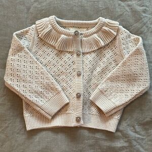 Quincy Mae Ivory Eyelet Knit Sweater NWOT